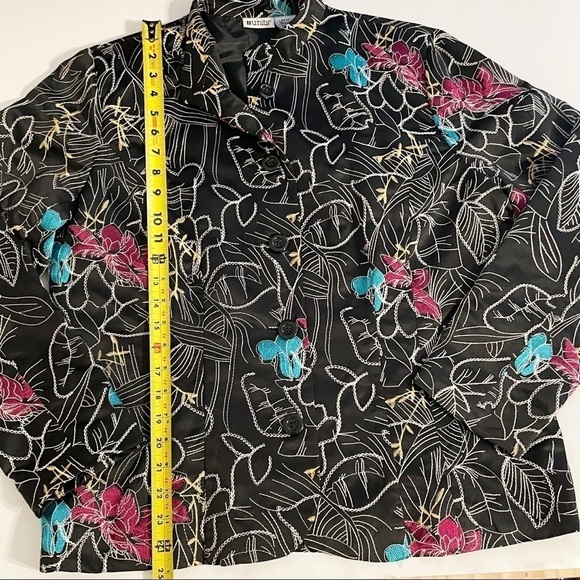 Units Y2K Retro Vintage Black Floral Blazer Size Large - Picture 5 of 5